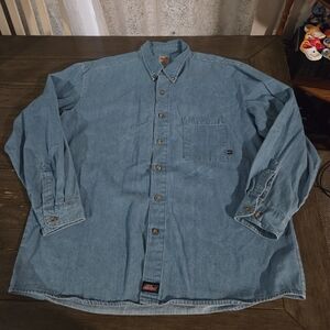 Dickies Blue Denim Button-Up Shirt